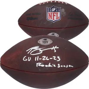 Bryce Young Carolina Panthers Autographed Game-Used Football vs. Tennessee Titans on November 26, 2023 with Multiple Inscriptions - #109 - Fanatics Authentic Certified