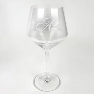 Personalized Red Wine Glass With Initial Pattern A