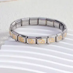 Love Butterfly Italian Charm Fit 9mm 18PCS Link Bracelet Stainless Steel Watch Chain Elasticity Bangle DIY Jewelry Modular Accessories