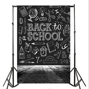 Back-To-School Banner, & Online Course Decorative Photo Background, Chalk Drawing Board Vintage Floor Math Classroom Teaching Backdrop