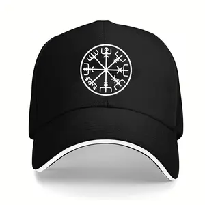 A Viking-themed Adjustable Baseball Cap with Geometric Patterns - Unisex Retro Style Mesh Strap, Suitable for Outdoor Sports and Street Fashion, Casual Headwear |     Geometric Design Hat
