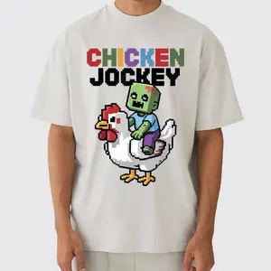 Chicken Jockey Shirt, Funny Minecraft Sweatshirt Hoodie, Game Character Jack Black Fan Tee, Unisex Graphic Cotton Tops