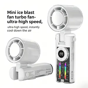2026 5-in-1 Cooling Turbo Fan – 3600mAh, 12H Work, 100-Level Stepless Control + Digital Display. Handheld/Neck/Desktop. Perfect for Travel, Dorm, Office, Summer. Must-Have Gadget.
