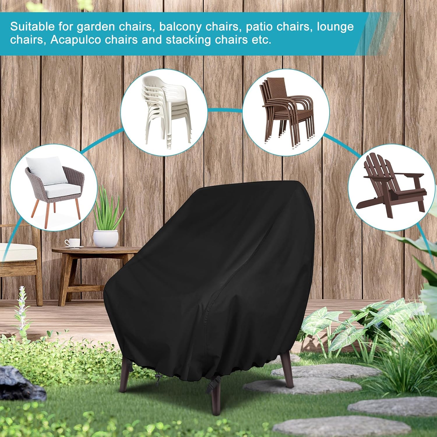 Garden Chair Covers Winterproof Outdoor Chair Covers 2 Pack, Outdoor Swivel Chair Covers Waterproof, Patio Chair Covers 420D Oxford Fabric Dustproof Patio Furniture Covers, 35"Lx38"Wx29"H