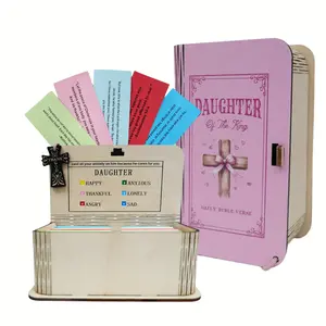 Wooden Prayer Card Box Inspirational Notepad Holder