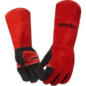 Fireproof and heat-resistant gloves: 16-inch 1200°F fireproof leather for welding, fire pits, wood stoves, campfires, barbecues, baking, grilling, Mig Tig Gear, men's gift XL