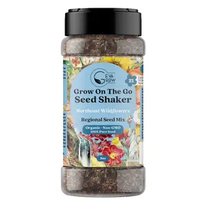GevaGrow Northeast Wildflowers Seed Shaker - 100% Pure, Organic, Non-GMO Seeds – Mix of 21 Wildflower Varieties of Annuals and Perennials | 8oz Shaker