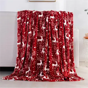 50 inches x 60 inches Comfort Velvet Touch Ultra Plush Christmas Holiday Printed Fleece Throw/Blanket