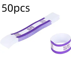 50 Self-Adhesive Cash Tie Straps Set, Ideal for Organizing Currency, Perfect for Banks and Supermarkets, Efficient Money Management Tool