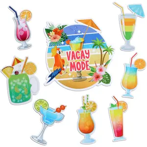 8 Pcs Cruise Door Decorations Magnetic, a Margarita Parrot Magnet and 7 Pcs Tropical Drink Magnets Cruise Ship Door Decorations for Carnival Refrigerator(Funny Style) Vacay Mode