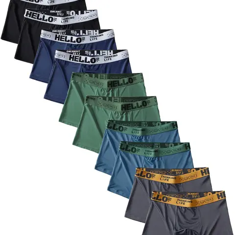 Men's Solid Color Plain Letter Tape Waist Boxer Brief, Casual Comfy Breathable Underwear for Daily Wear, Underwear for All Seasons
