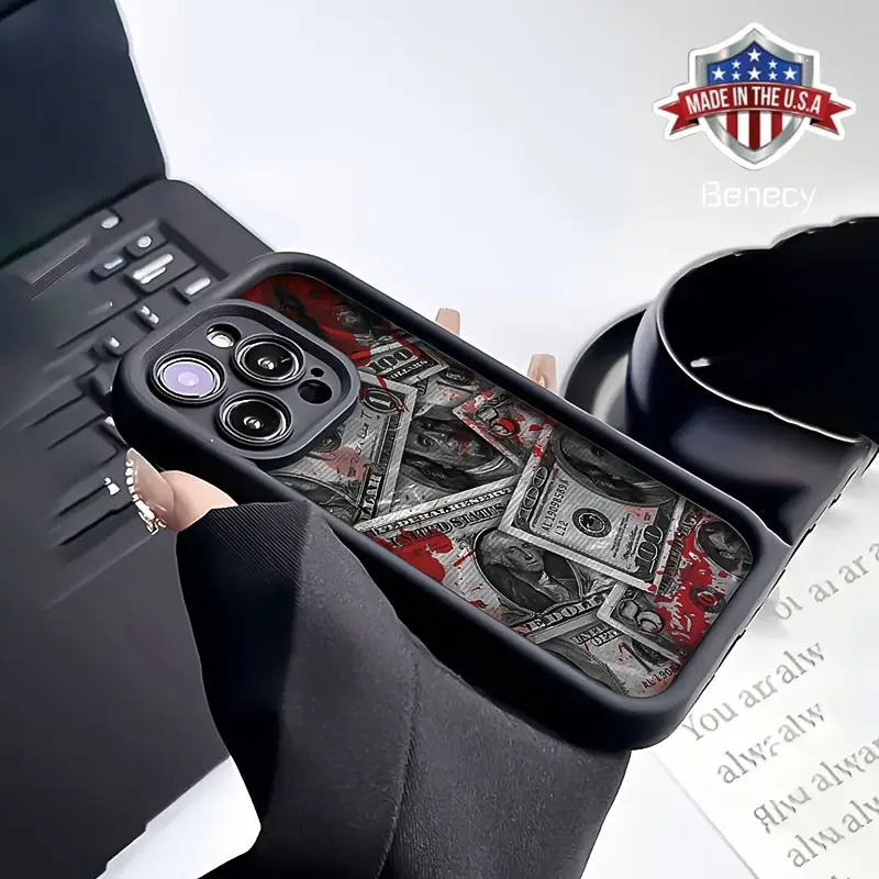 Black US Dollar Pattern TPU Anti-Fall All-Inclusive Precision Protective Case for Iphone6/7/8/X/Xs/Xr/Xs Max/11/12/13/14/15/16Pro Max