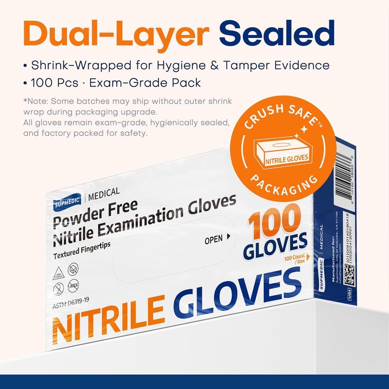 Medical Soft Max™ Nitrile Exam Gloves, 100 Count Latex-Free Powder-Free Non-Sterile Food Safe Disposable Glove, Blue Supmedic