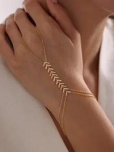 Adjustable Fishbone Shape Bracelet, Exquisite Bracelet, Fashion Geometric Rhinestone Chain, Elegant Gift Jewelry for All Seasons, Copper Alloy Handchain