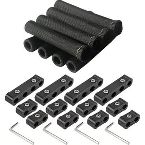 12pc Engine Spark Plug Wire Separator Divider & 8pc Spark Plug Wire Boots Protector Heat Sheild Sleeve 8mm 9mm 10mm Spark Plug Wire Clamp Holder Aluminum Alloy Ignition Wire Divider Black