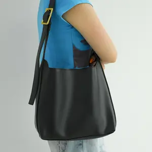 Solid Color leather Tote Bag for women, Trendy Large Capacity Shoulder Bag for Daily Use, Bucket Pu Leather Bag Teen Girl Back To School, Fall Outfits, Earthtone Fall Freshness As Gifts, For Fall