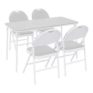 4ft Premium PU Leather Folding Table Heavy Duty 350lbs Capacity Rectangle Folding Card Table No Assembly Waterproof Tabletop Portable Workstation for Board Games Crafts Dining Living Room Home Office Outdoor Grey
