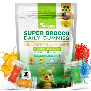 Bossko Sulforaphane Supplement Gummies - Omega 3 Fish Oil (EPA/DHA) Vitamin B12 B6 Vitamin A- K & Zinc 90 Powerful Antioxidant Support-Broccoli Sprout Extract