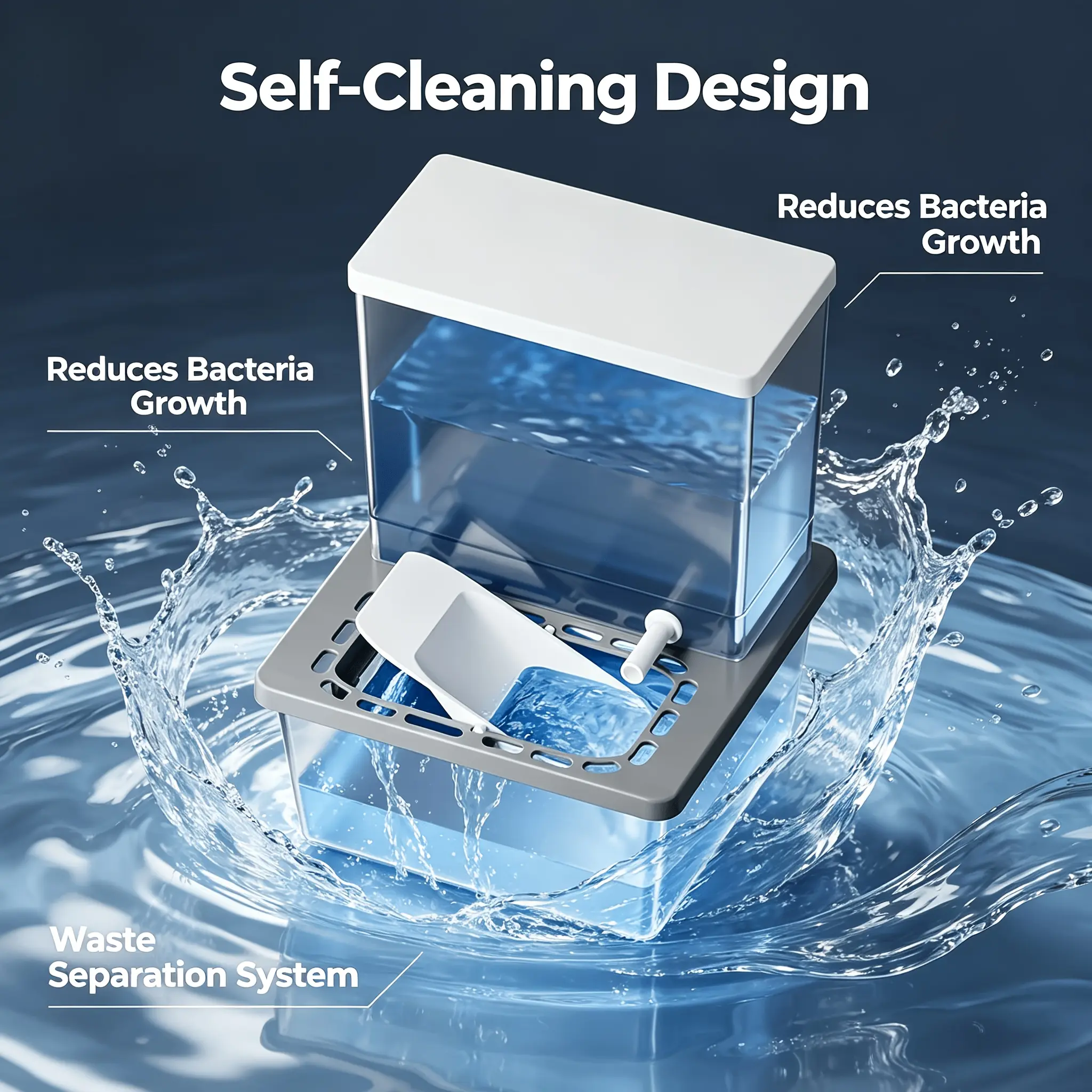 Non-Electric Self-Cleaning Pet Water Fountain WasteSeparation Circulating Fresh Water Bowl Tilt DesignAutomatic Pet Water Dispenser Reduces Bacteria GrowthSpill Resistant Indoor Drinking Feeder for Cats KittensPuppies Small Dogs