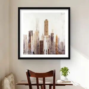 212 MAIN 24x24 in. Matted Frame Abstract Earthy Colors Cityscape Artistic Print, Industrial Nature-Inspired Wall Decor for Bedroom Home Decoration
