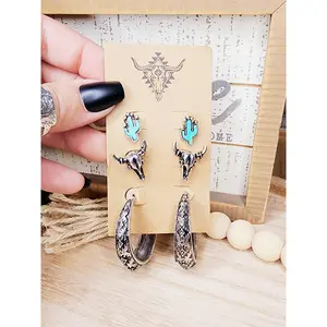Set of 3 Western Turquoise Earrings