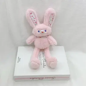 Pull Up Rabbit Plush Toys Interactive Easterbunny Stuffed Animal with Switchable Ears & Legs Soft Durable Keychain for Bags and Keys Dynamic Dual Position Design