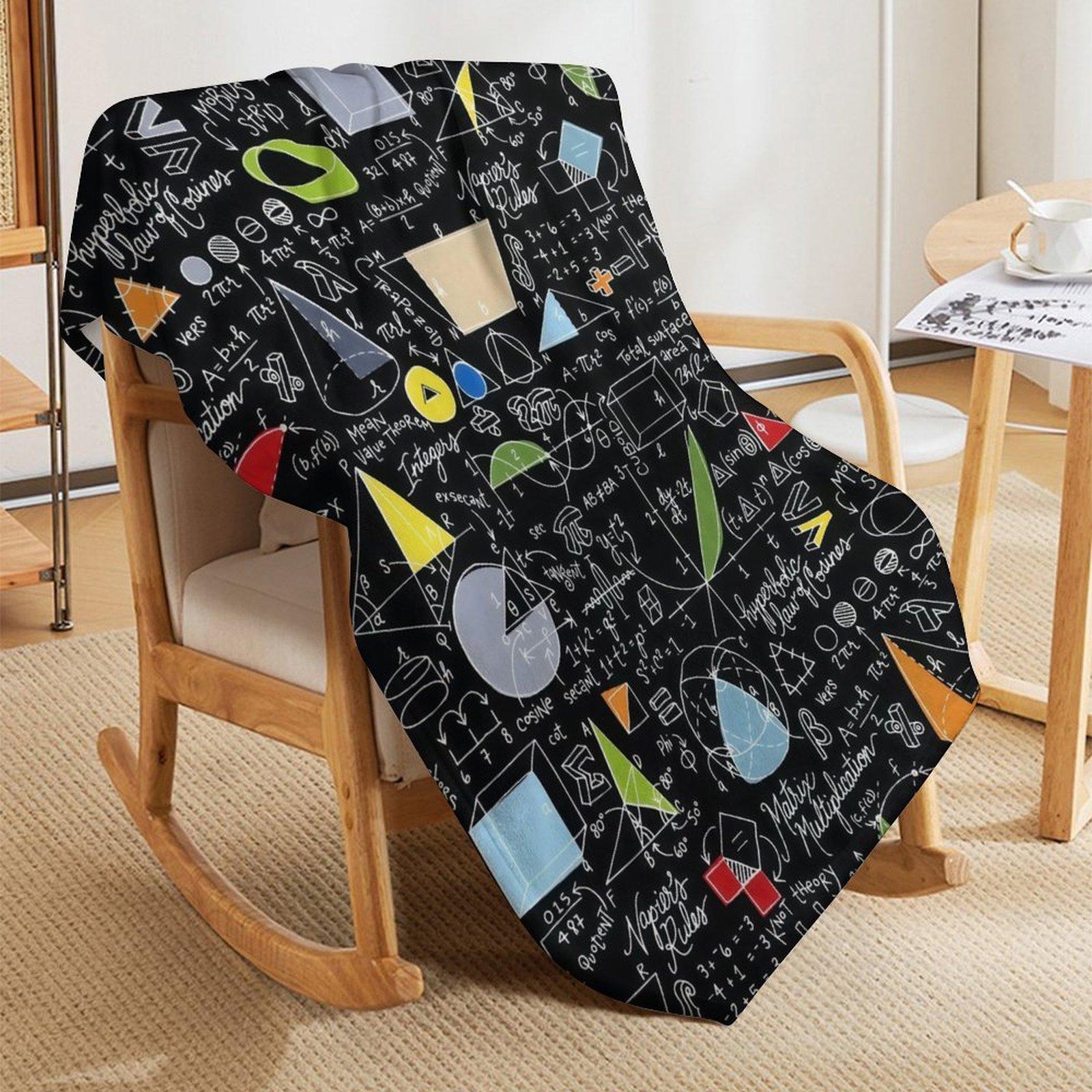Math Formulas & Geometry Chalkboard Throw Blanket ,  STEM Lover Gift  , Engineer & Teacher Gift