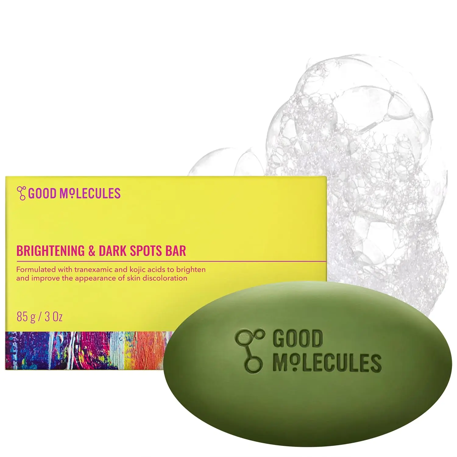 Good Molecules Brightening & Dark Spots Bar, Kojic Acid Soap, 3 oz | Cleansing bar with tranexamic and kojic acids to brighten skin and improve the look of discoloration.
