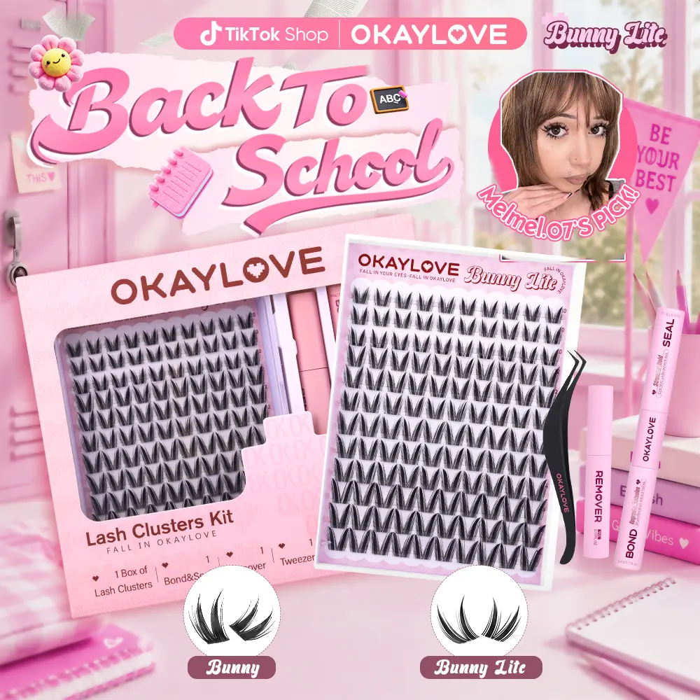 OKAYLOVE Manga Cluster Lashes Kit, Wispy 8-18MM DIY Lash Extension Kit, Lightweight Reusable False Eyelashes (Bunny, Bunny Lite) - Beauty Products, Nature-Infused, Recommended by .melmel.07,  #sohochic #backtoschool