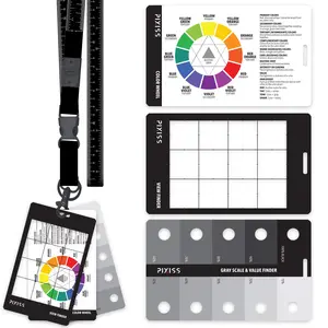 Grey Scale Value Finder, Color Wheel, Artists View Catcher Finder Viewfinder on Lanyard with Measuring Tape Tools for Artists Drawing