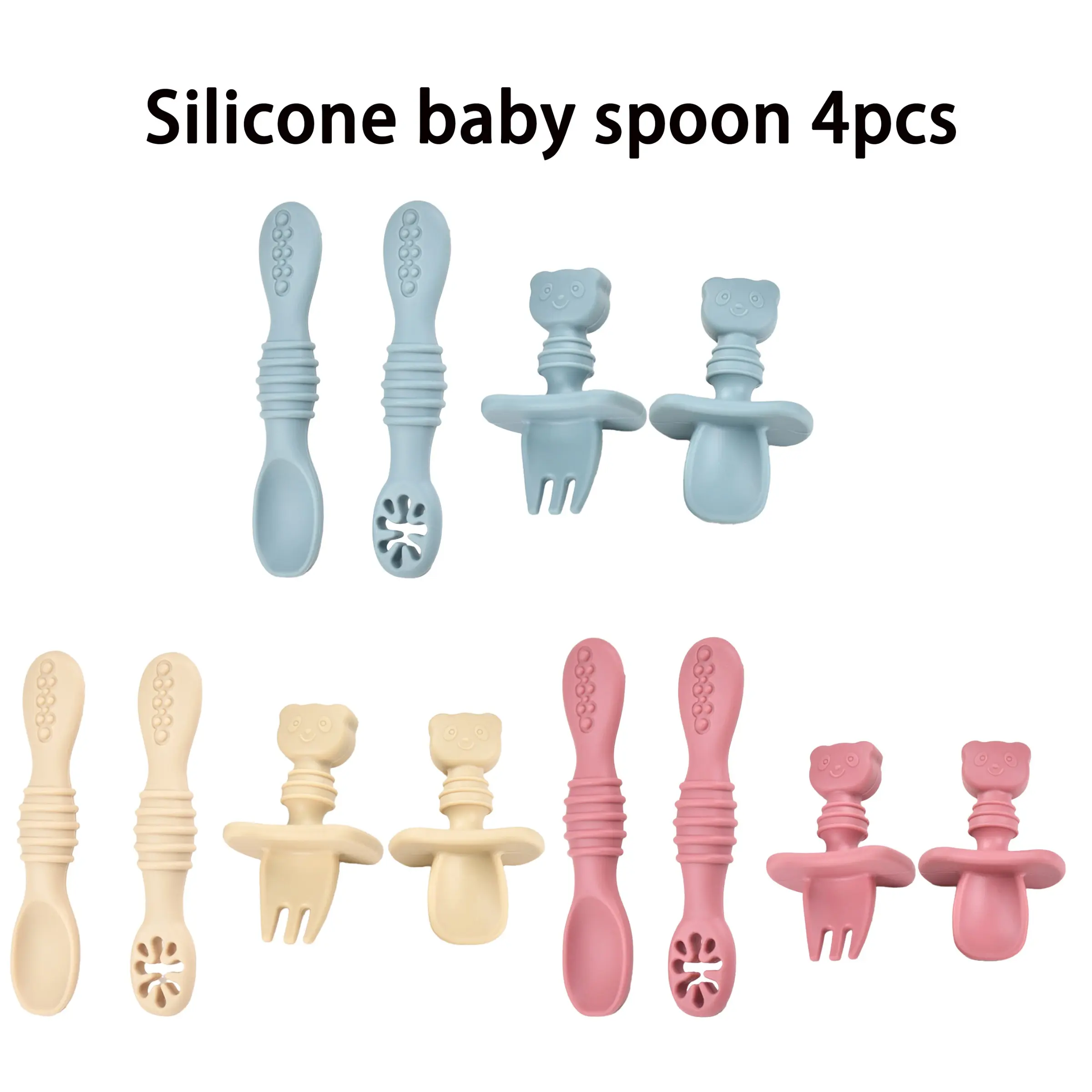 4pcs Silicone Baby Spoons Infant Spoons Self Feeding 6+ Months, Baby Led Weaning Spoons Training Spoon Toddler Self Feeding Utensils for 6-12 Months Babies