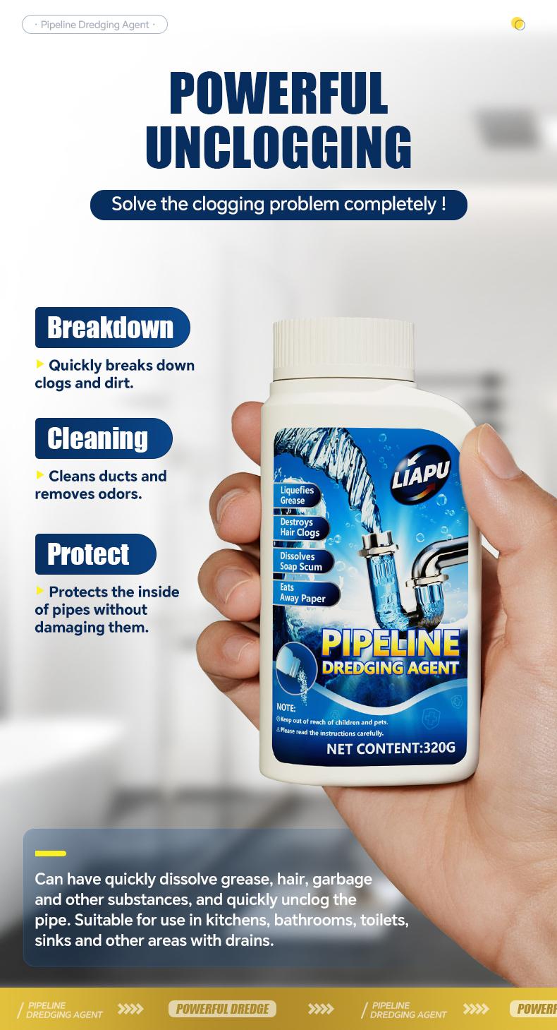 Liapu Strong Drain Cleaner for Kitchen & Bathroom Pipes Dissolves 200 Clogs Kills 99% Bacteria Removes Odors Unscented 1 Pc