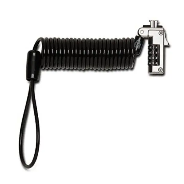 Kensington K60625WW Carbon Steel Self-Coiling Cable-Padlock, Slim Portable Resettable Code Lock for Laptop Users, Fits Standard Slots, Enables Flat Stable Placement, No Port Blocking, 1-Handed Operation, Meets Rigorous Strength Testing, Shrinks to 76mm
