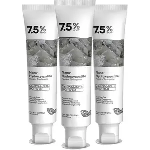 Nano Hydroxyapatite Toothpaste 7.5% nHAP 4.76 oz Enamel-Strengthening Fluoride-Free Natural Peppermint for Sensitive Teeth Dental Care - Toothbrush
