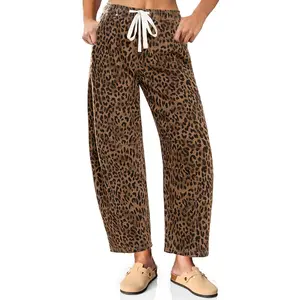 Jeans Women Trendy Wide Leg Pants High Waisted Pull On Drawstring Stretchy Denim Pants