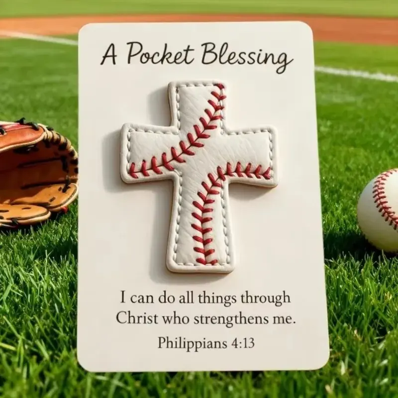 Handmade Cross Pocket Blessing DIY Craft Pocket-Sized Softball Cross Edition Relieve Stress Card Baseball Cross Edition