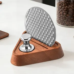 51/53/58mm Puck Screen & Wooden Base Set, Magnetic Stainless Steel Espresso Puck Screen, Reusable Filter for Espresso Portafilter Basket, Coffee Making Tool