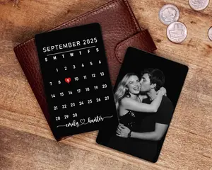 Custom Metal Photo Wallet Card: Personalized Anniversary Gift for Him, Boyfriend, Husband, Calendar Insert Card with Picture