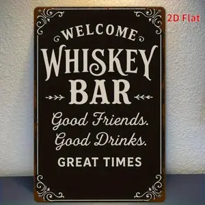1pc Classic Whiskey Bar Decorative Sign, 8x12 Inch Wall Hanging Plaque, "Good Friends Good Drinks Great Times" Theme, Multipurpose Home Kitchen, Private Club, Party Decoration, Vintage Rustic Hanging Plaque, Rustic Design
