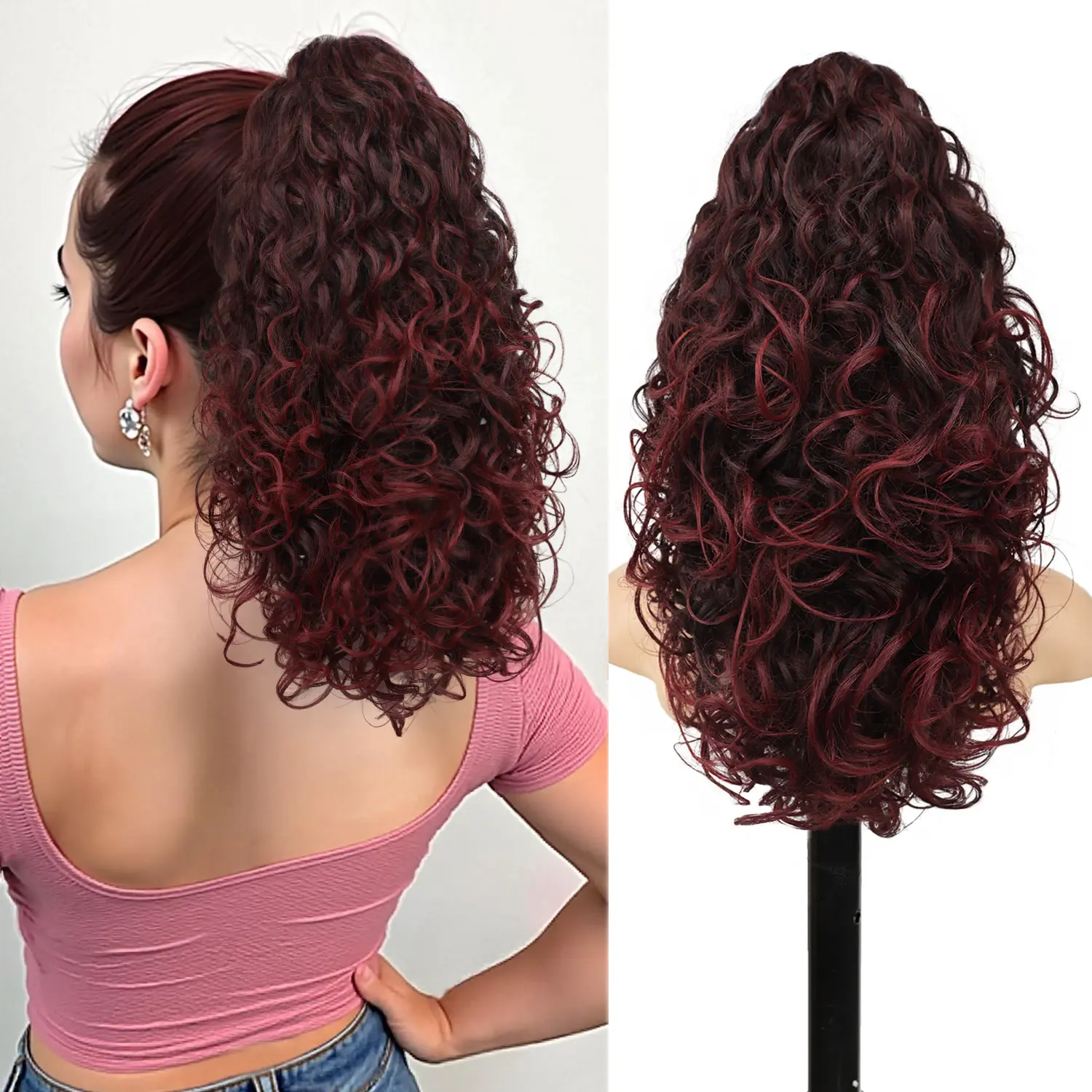Ombre Burgundy Claw clip Ponytails
