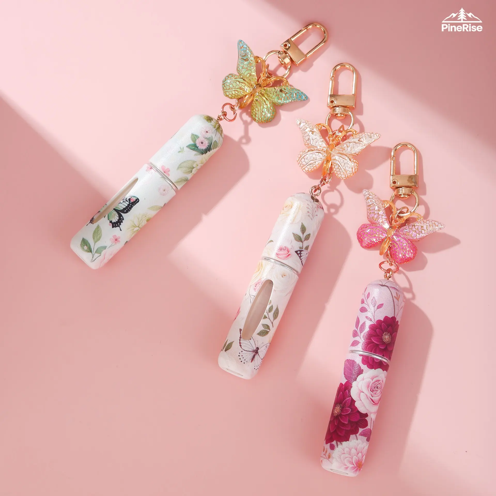 Women's Compact Butterfly-Themed Portable Cosmetic Perfume Spray Bottle Pouch, Travel Essential, Mother’s Day Gift, Luggage & Bag Accessory, Makeup Pouch, Travel Use, No, Cosmetic Organizer