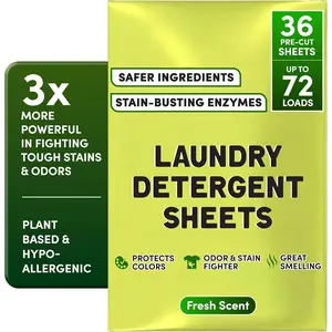 Laundry Detergent Sheets  - Laundry Soap - Travel Laundry Detergent with  Scent (72 Loads 36 Sheets)