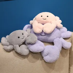 Cute Cartoon Crab Plush Toy Cuddly Stuffed Animal Gift, Soft & Cozy Sofa Cushion Pillow, Multicolor Living Room Decor, Perfect Present for Kids