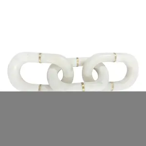 Sagebrook 14 in. White Marble Chain Home Ornament - Shelf Decor, Collectible Room Decor, Decorative Figurines Glam Accent for Living Spaces