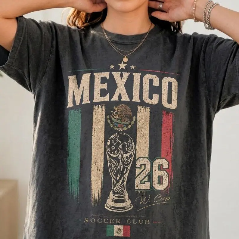 Mexico Soccer Shirt 2026, Vintage Mexican Flag Tee, Retro Mexico Soccer Gift for Men Women, Unisex Soccer Supporter Shirt