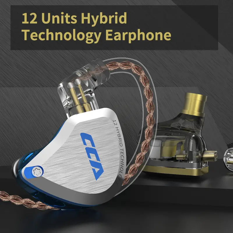 CCA C12 in Ear Monitor Headphones 5BA 1DD Hybrid HiFi IEM Earphones Noise Isolating Stereo Wired Earbuds for Musicians Audiophile Singers DJ