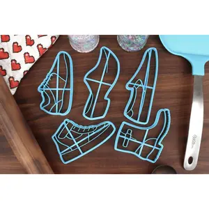 Fancy Footwear Cookie Cutters, Set 1 - Biker Boots, Gumshoes, Running Shoes, Slip-ons, Wooden Clogs