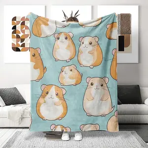 Soft Plush Hamster Theme Blanket, Ultra Soft Flannel Nap Blanket, Shawl Blanket, Small Cover Blanket, Perfect Gift for Holidays