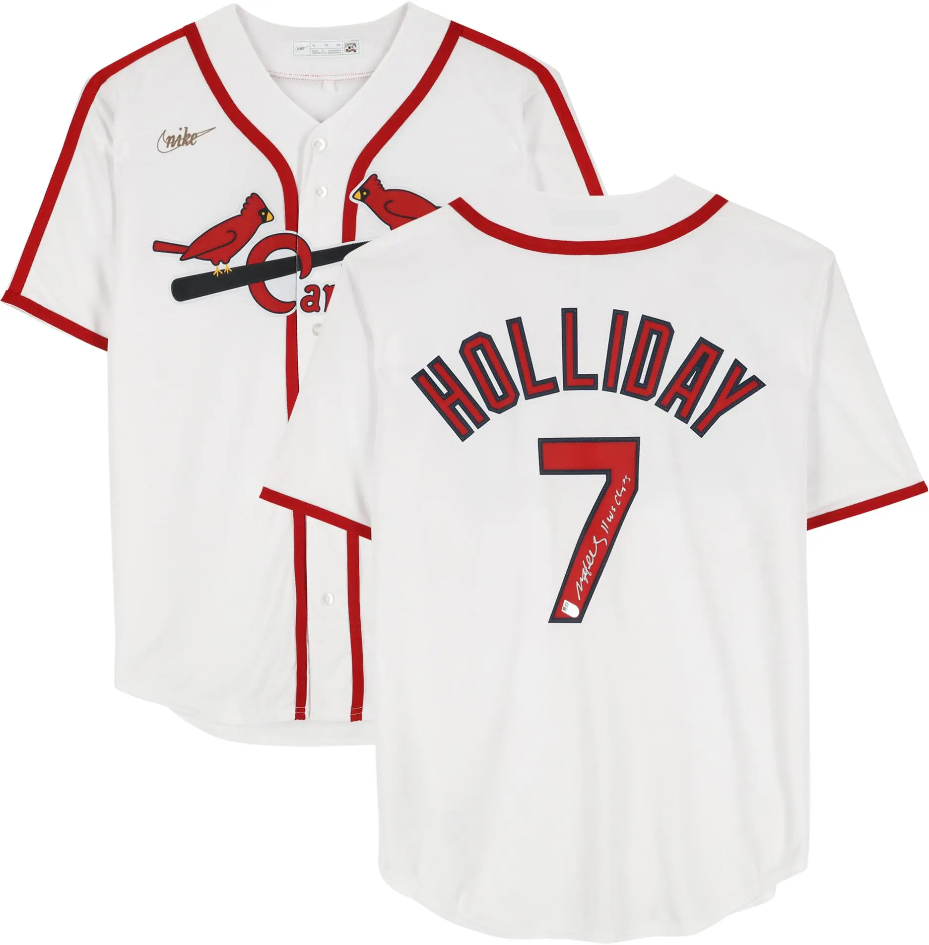 Matt Holliday St. Louis Cardinals Autographed White Nike Replica Jersey with "11 WS Champs" Inscription - Fanatics Authentic Certified