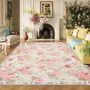 Living room carpet, Home Decorative Rug, Boho Rug, floral area rug, retro floral pattern, bohemian style, soft comfortable non-slip, machine washable easy to clean, enhance home decoration, ideal floor rug for bedroom, stylish sofa coffee table mat